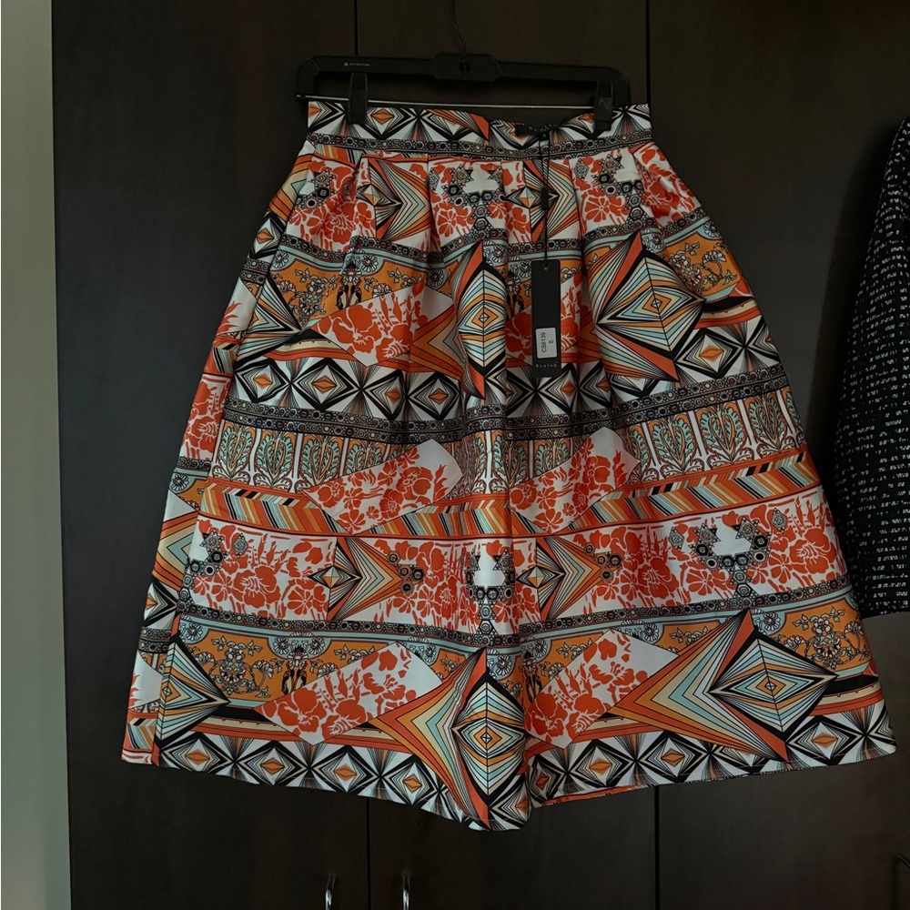 Beulah Multicolor Geometric A-Line Skirt